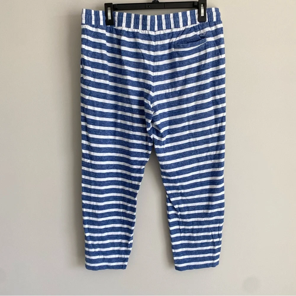 Vineyard Vines Navy Blue White Striped Knit Nautical Capri Pants Size Medium - Picture 5 of 10